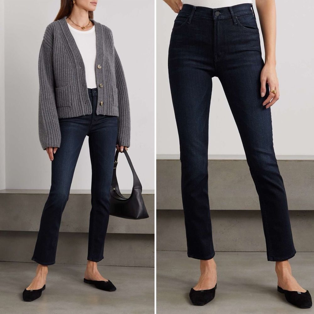 Mother Denim Mid Rise Dazzler Dark Wash Straight Leg Jeans Now Or Never Size 26